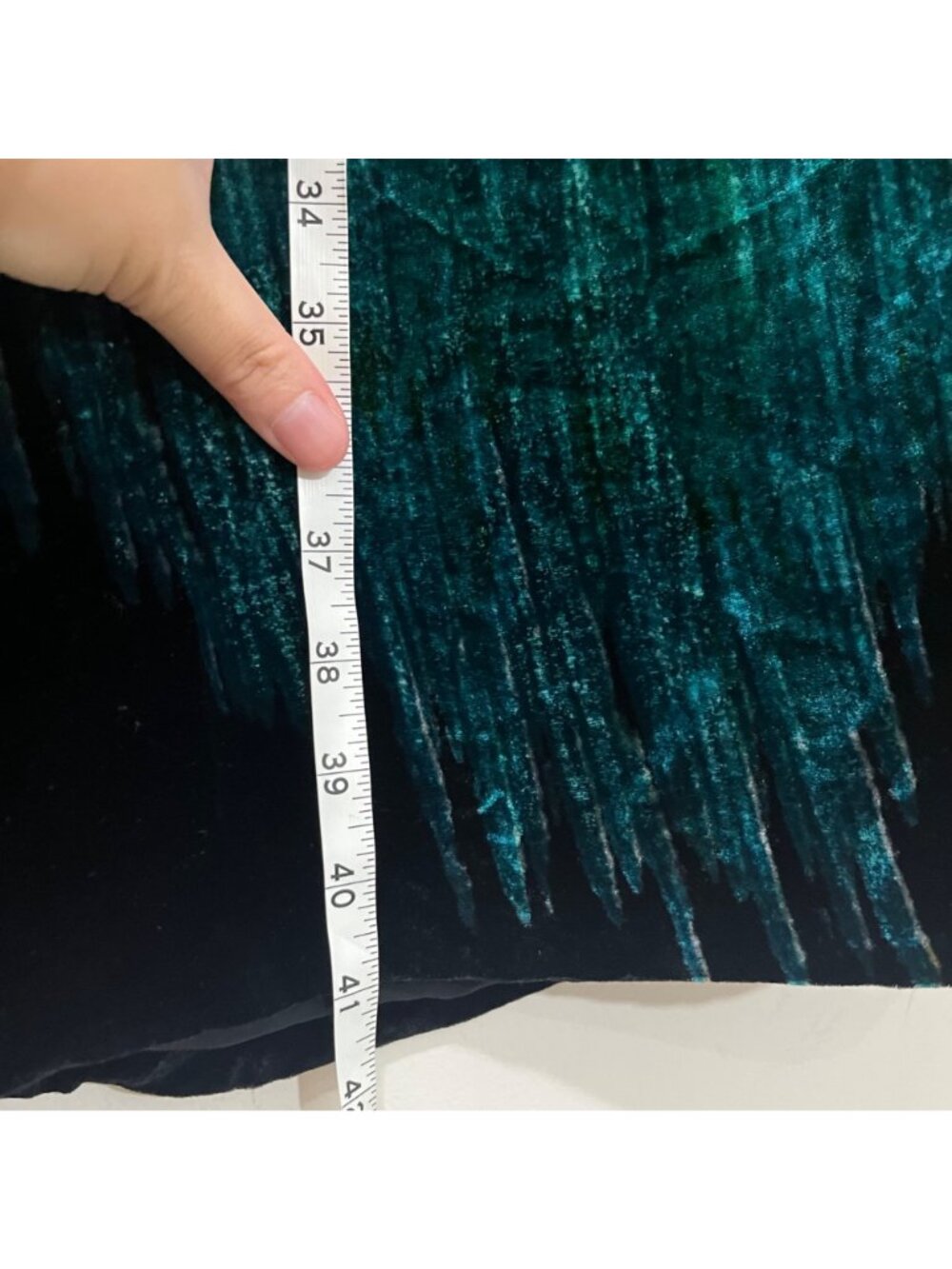 Vtg Giorgio Armani 90s Blue-Green Ombré Silk Velvet Runway Maxi Skirt XL EU 42 - Picture 14 of 15